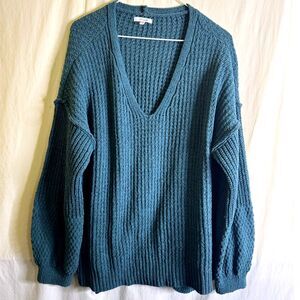 Maurices Teal Green V-Neck Women's Pullover Sweater Chunky Knit Size XL